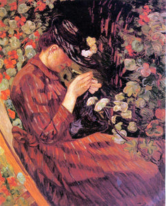  Armand Guillaumin Madame Guillaumin Sitting in a Garden - Canvas Art Print