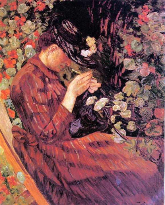  Armand Guillaumin Madame Guillaumin Sitting in a Garden - Canvas Art Print