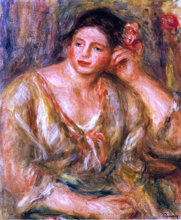  Pierre Auguste Renoir Madeleine Leaning on Her Elbow with Flowers in Her Hair - Canvas Art Print