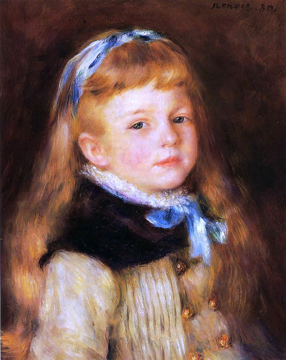  Pierre Auguste Renoir Mademoiselle Grimprel in a Blue Ribbon - Canvas Art Print