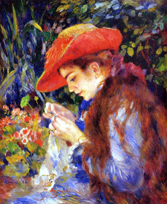  Pierre Auguste Renoir Mademoiselle Marie-Therese Durand-Ruel Sewing - Canvas Art Print