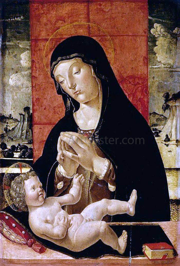  Pietro Da Vicenza Madonna Adoring the Christ Child - Canvas Art Print
