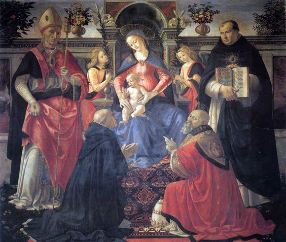  Domenico Ghirlandaio Madonna and Child Enthroned between Angels and Saints - Canvas Art Print