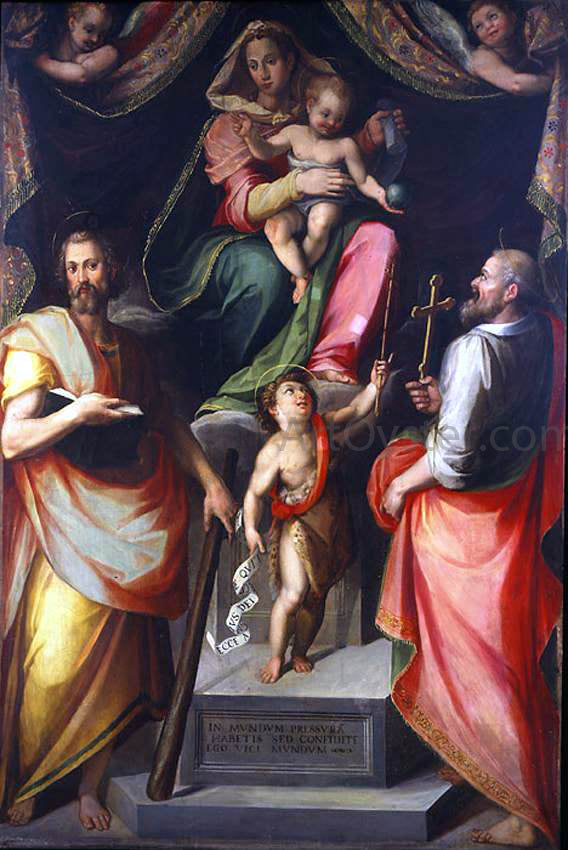  Giovanni Maria Butteri Madonna and Child Enthroned with Saints - Canvas Art Print