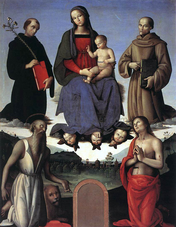  Pietro Perugino Madonna and Child with Four Saints (Tezi Altarpiece) - Canvas Art Print
