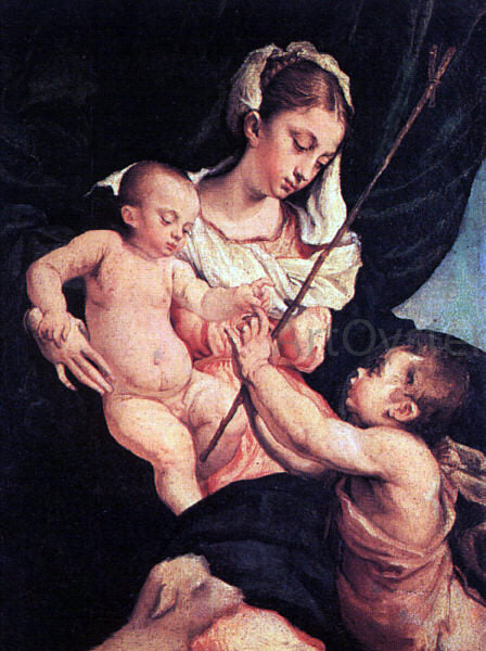  Jacopo Bassano Madonna and Child with Saint John the Baptist - Canvas Art Print