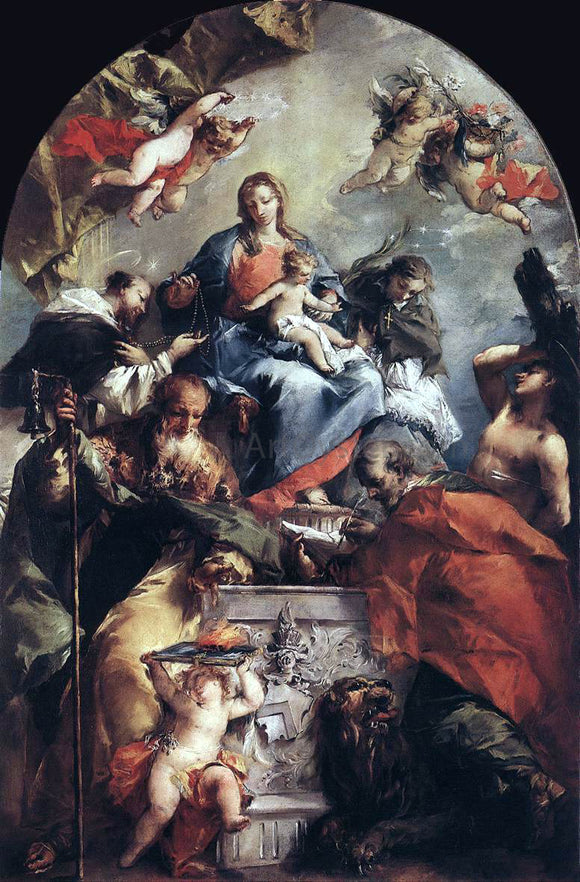  Giovanni Antonio Guardi Madonna and Child with Saints - Canvas Art Print