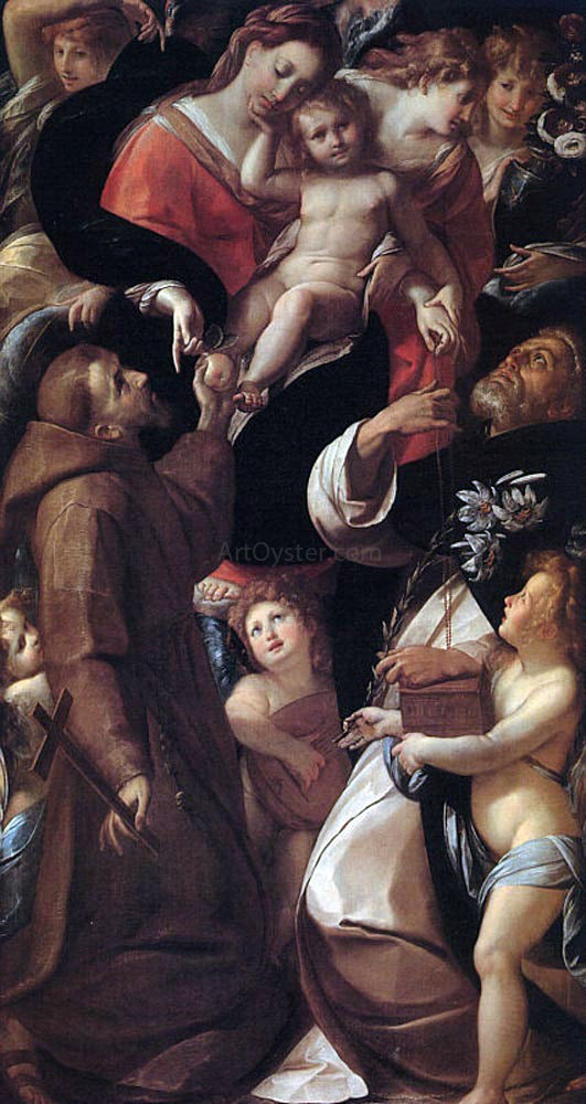  Giulio Cesare Procaccini Madonna and Child with Saints and Angels - Canvas Art Print