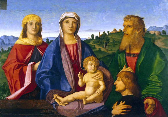  Vincenzo Catena Madonna and Child with Saints and the Donor - Canvas Art Print