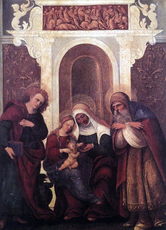  Ludovico Mazzolino Madonna and Child with Saints - Canvas Art Print