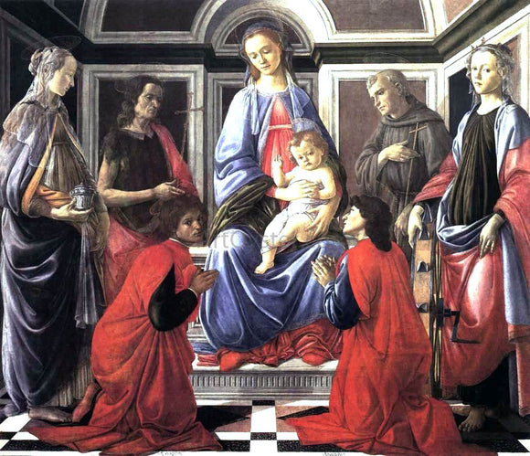  Sandro Botticelli Madonna and Child with Six Saints (Sant'Ambrogio Altarpiece) - Canvas Art Print