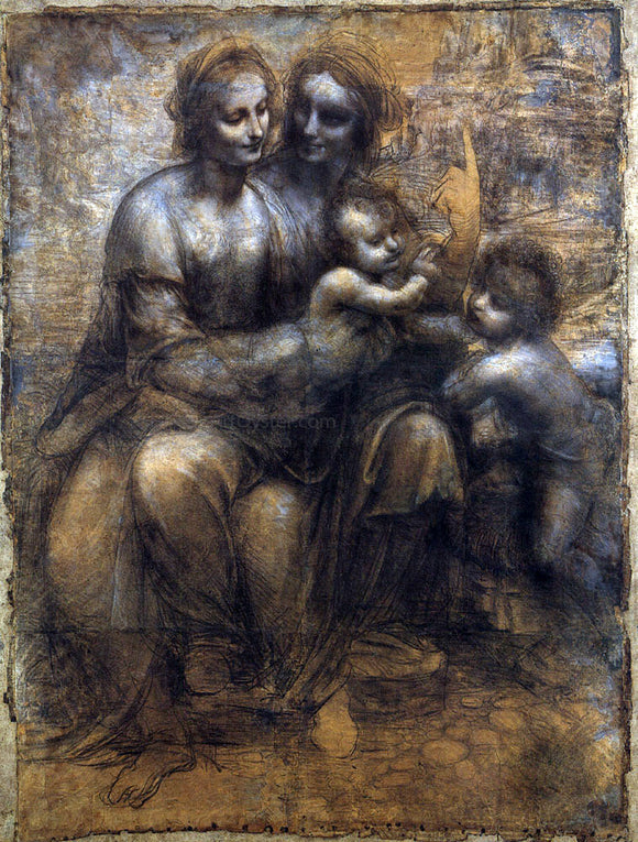  Leonardo Da Vinci Madonna and Child with St Anne and the Young St John - Canvas Art Print