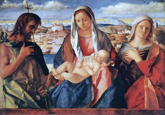  Giovanni Bellini Madonna and Child with St. John the Baptist and a Saint - Canvas Art Print
