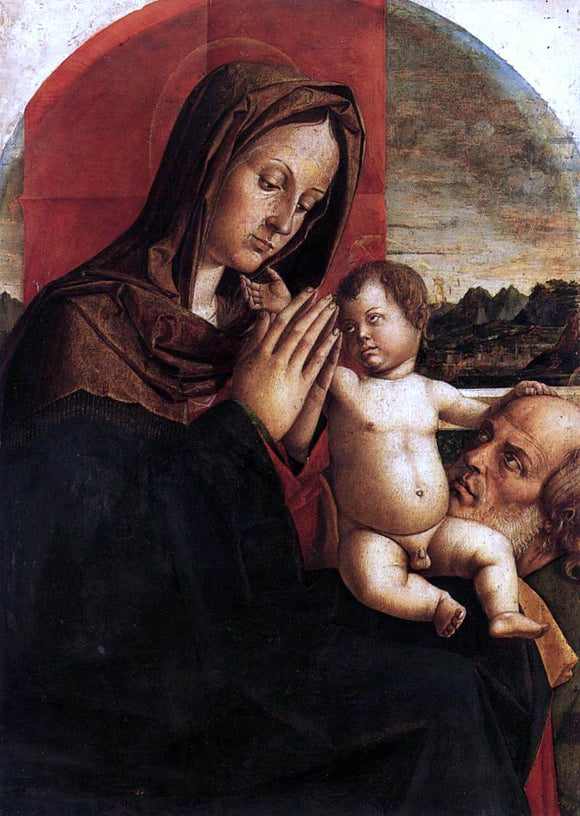  Bartolomeo Montagna Madonna and Child with St Joseph - Canvas Art Print