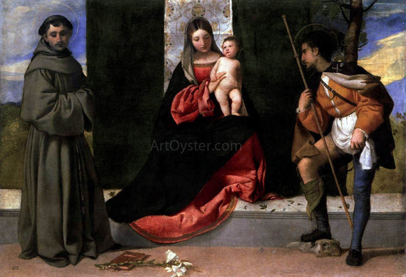  Titian Madonna and Child with Sts Anthony of Padua and Roch - Canvas Art Print