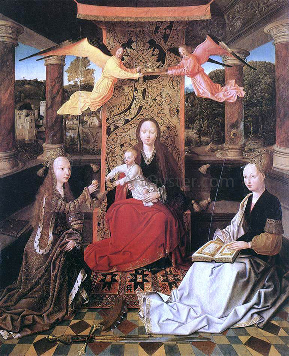  Master of Hoogstraeten Madonna and Child with Sts Catherine and Barbara - Canvas Art Print