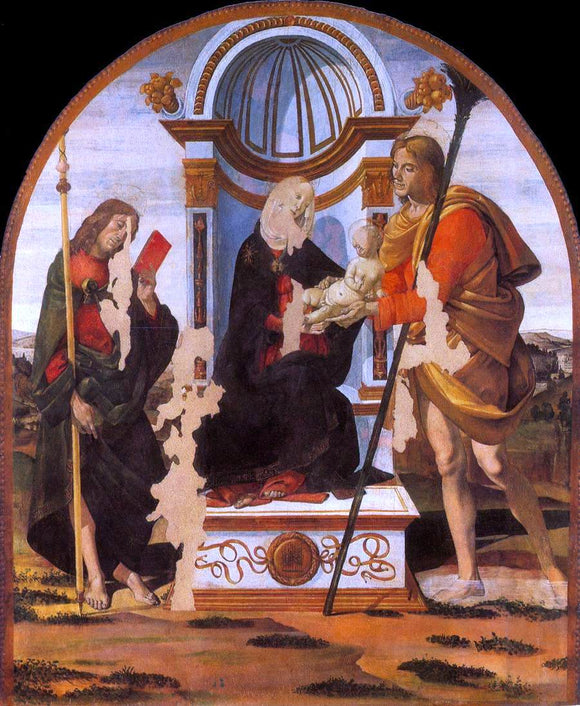  Bartolomeo della Gatta Madonna and Child with Sts James and Christopher - Canvas Art Print