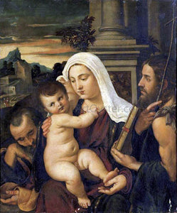  Francesco Vecellio Madonna and Child with Sts Joseph and John the Baptist - Canvas Art Print