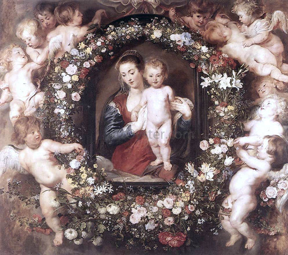  Peter Paul Rubens Madonna in Floral Wreath - Canvas Art Print