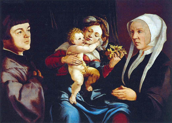  Jan Van Scorel Madonna of the Daffodils with the Child and Donors - Canvas Art Print