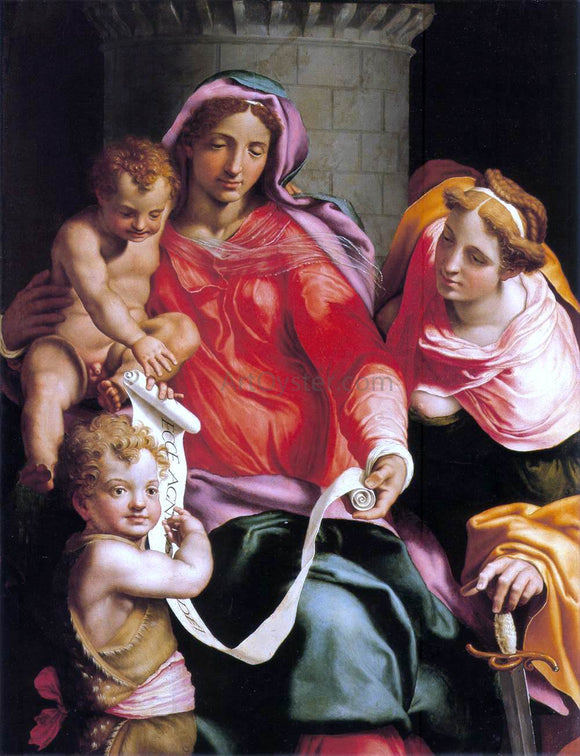  Daniele Da volterra Madonna with Child, Sts Giovannino and Barbara - Canvas Art Print