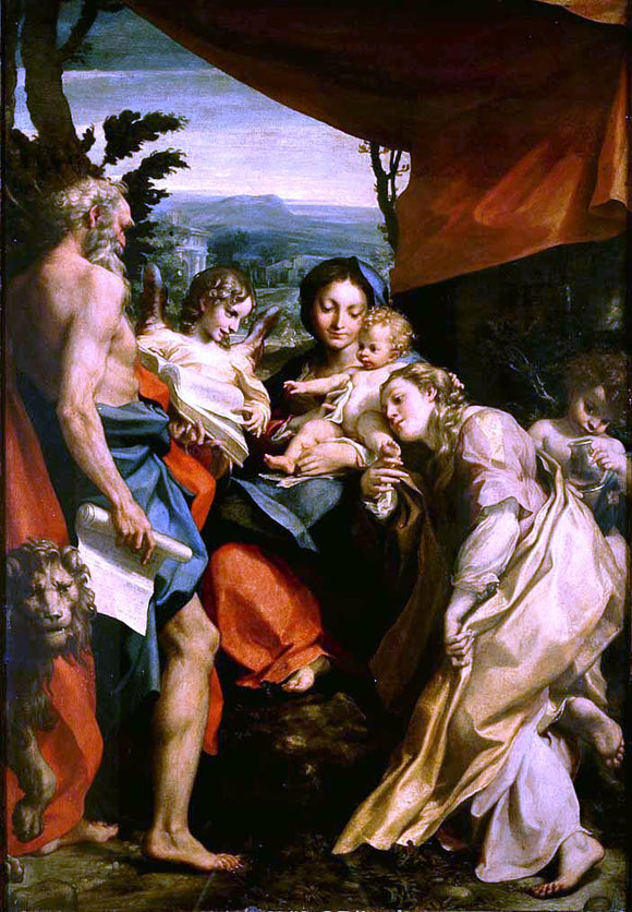  Correggio Madonna with St. Jerome (The Day) - Canvas Art Print