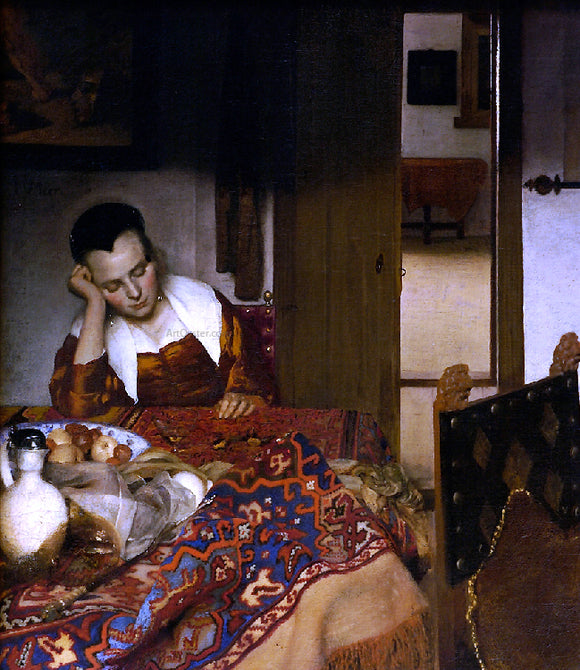  Johannes Vermeer Maid Asleep at a Table - Canvas Art Print