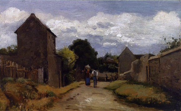  Camille Pissarro Male and Female Peasants on a Path Crossing the Countryside - Canvas Art Print