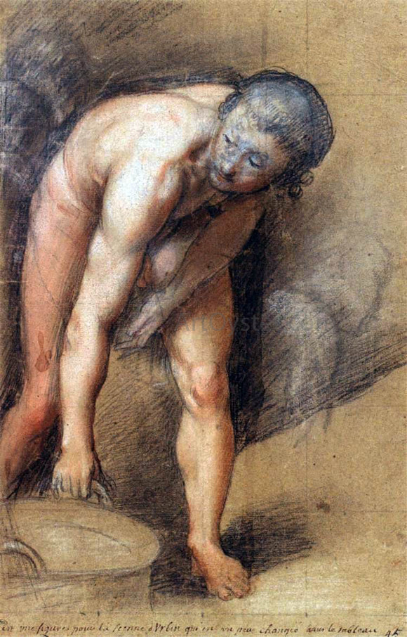  Federico Fiori Barocci Male Figure Stooping to Lift a Cauldron - Canvas Art Print