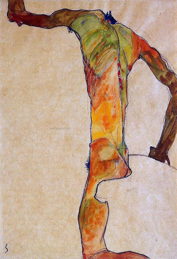  Egon Schiele Male Nude - Canvas Art Print