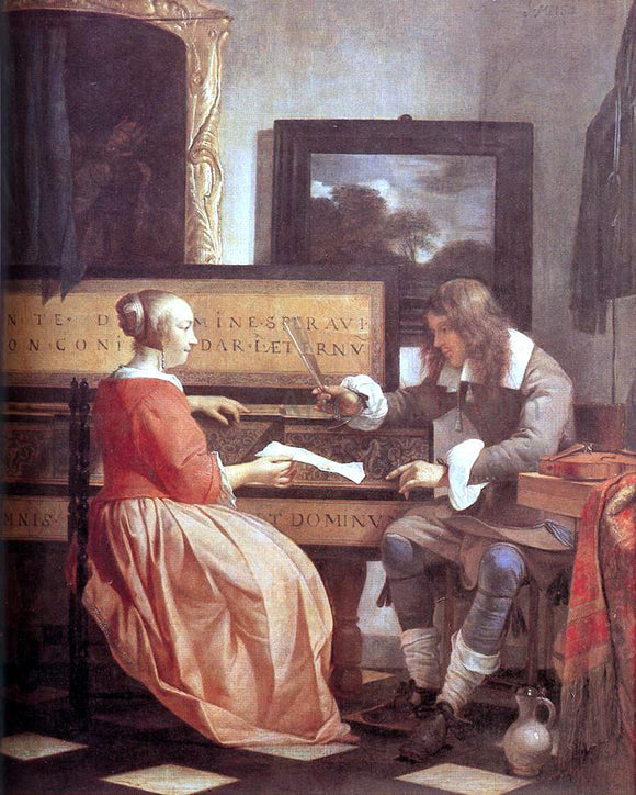  Gabriel Metsu Man and Woman Sitting at the Virginal - Canvas Art Print