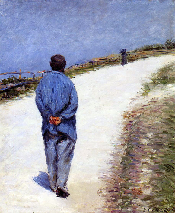 Gustave Caillebotte Man in a Smock (also known as Father Magloire on the Road between Saint-Clair and Etretat) - Canvas Art Print