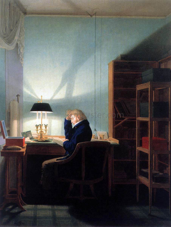  Georg Friedrich Kersting Man Reading at Lamplight - Canvas Art Print