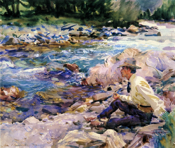  John Singer Sargent Man Seated by a Stream - Canvas Art Print