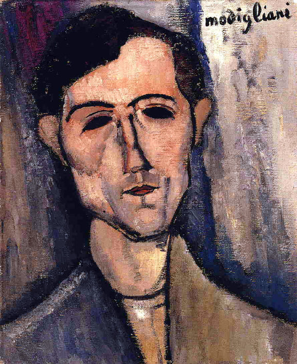  Amedeo Modigliani Man's Head (also known as Portrait of a Poet) - Canvas Art Print