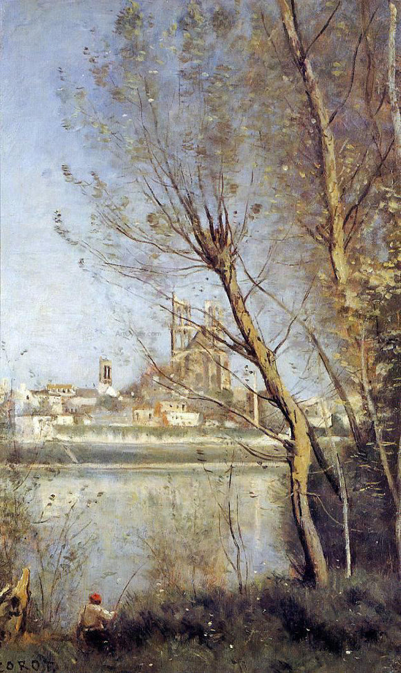  Jean-Baptiste-Camille Corot Mantes - the Cathedral and the City Seen throuth the Trees - Canvas Art Print