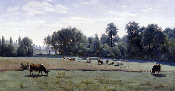  Jean-Baptiste-Camille Corot Marcoussis - Cows Grazing - Canvas Art Print