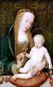  The Elder Hans Holbein Maria, dem Kind einen Granatapfel reichend - Canvas Art Print