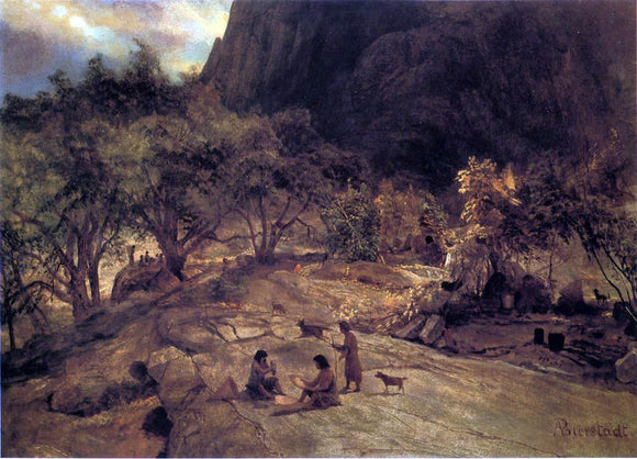  Albert Bierstadt Mariposa Indian Encampment, Yosemite Valley, California - Canvas Art Print