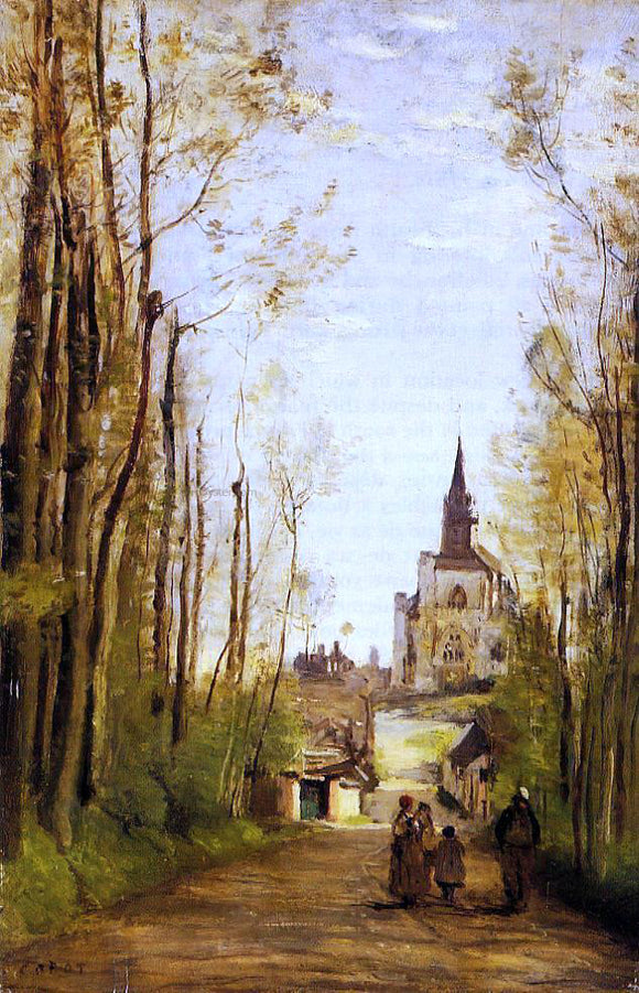  Jean-Baptiste-Camille Corot Marissal, Path to the Front of the Church - Canvas Art Print