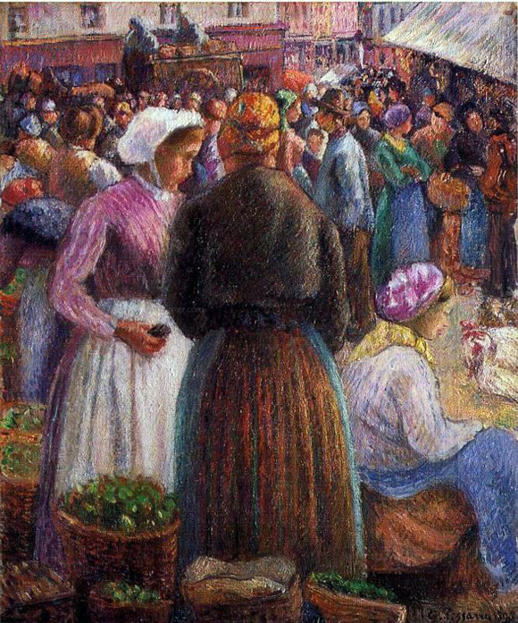  Camille Pissarro Market at Pontoise - Canvas Art Print