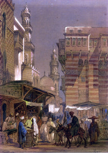  Count Amadeo Preziosi Market Day on the Mu'izz id-Din li-Lah, Old Cairo - Canvas Art Print