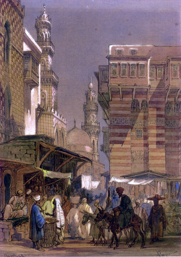  Count Amadeo Preziosi Market Day on the Mu'izz id-Din li-Lah, Old Cairo - Canvas Art Print