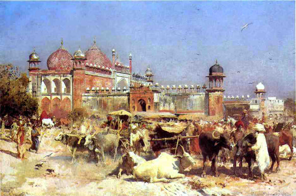  Edwin Lord Weeks Market Place at Agra - Canvas Art Print