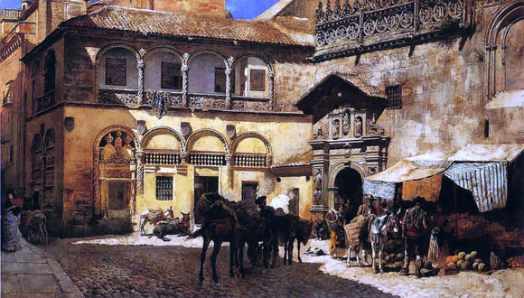  Edwin Lord Weeks Market Square in Front of the Sacristy and Doorway of the Cathedral, Granada - Canvas Art Print