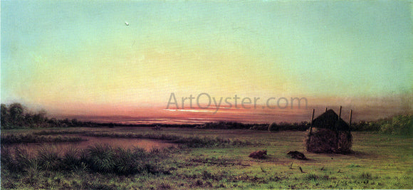  Martin Johnson Heade Marsh Scene: Two Cattle in a Field - Canvas Art Print