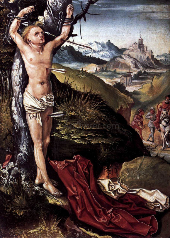  Unknown (2) Masters Martyrdom of St Sebastian (left panel) - Canvas Art Print