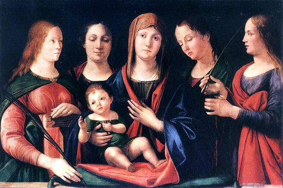  Alvise Vivarini Mary and Child with Sts Mary Magdalene and Catherine - Canvas Art Print