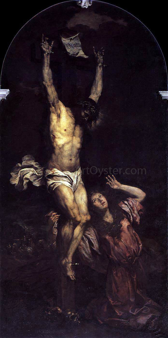  Giovanni Battista Langetti Mary Magdalene at the Foot of the Cross - Canvas Art Print