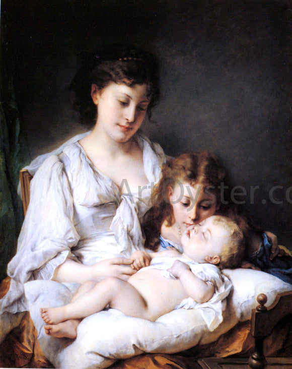  Adolphe Jourdan Maternal Affection - Canvas Art Print